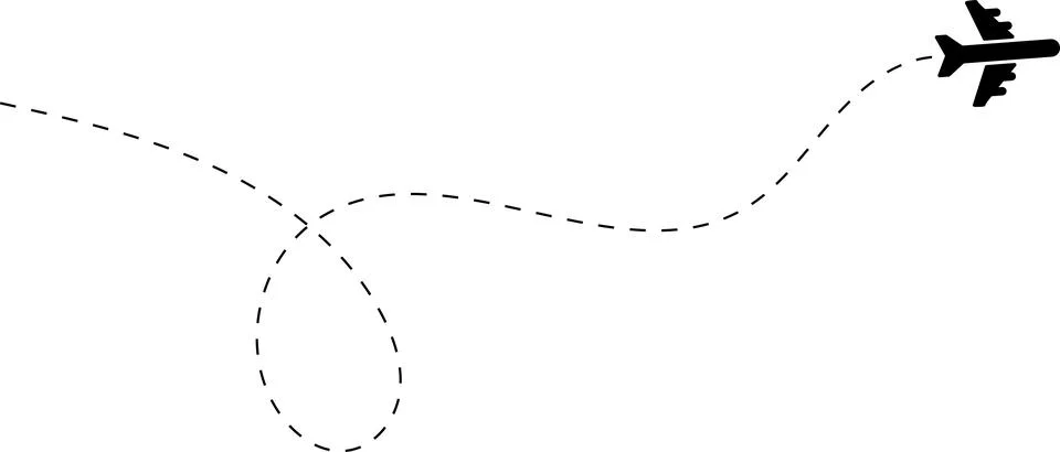 Airplane line path vector icon of air plane flight route with start point 스톡 일러스트