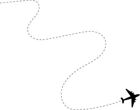 Airplane line path vector icon of air plane flight route with start point 스톡 일러스트