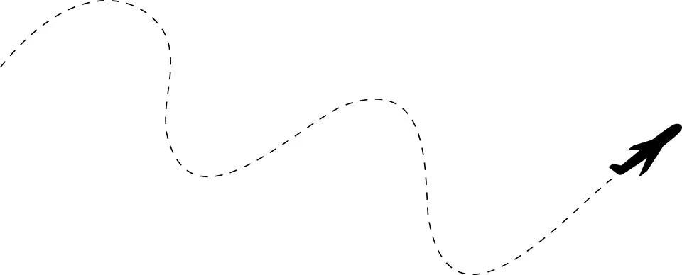 Airplane line path vector icon of air plane flight route with start point Stock Illustration