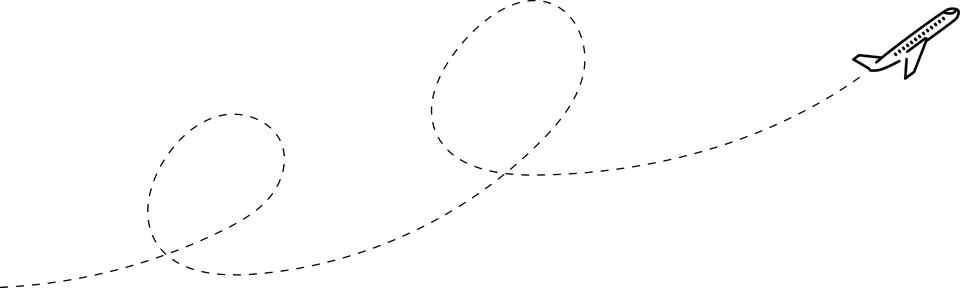 Airplane line path vector icon of air plane flight route with start point Stock Illustration