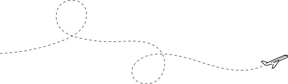 Airplane line path vector icon of air plane flight route with start point 스톡 일러스트