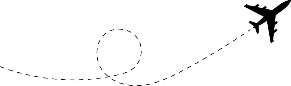 Airplane line path vector icon of air plane flight route with start point Stock Illustration
