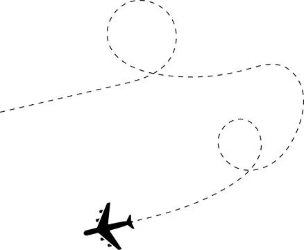 Airplane line path vector icon of air plane flight route with start point Stock Illustration