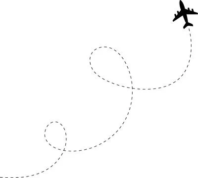 Airplane line path vector icon of air plane flight route with start point Stock Illustration