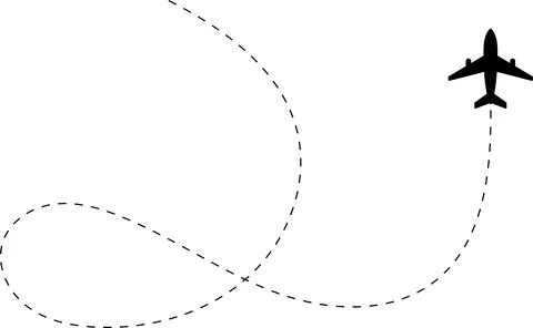 Airplane line path vector icon of air plane flight route with start point イラスト素材