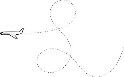 Airplane line path vector icon of air plane flight route with start point Illustration