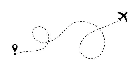Airplane line path vector travel line icon Illustrazione stock