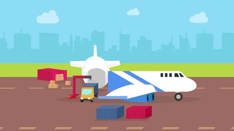 Airplane is load and unload packages in ... | Stock Video | Pond5