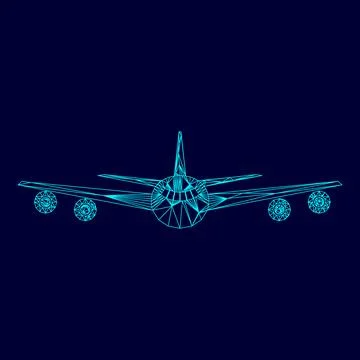 Airplane low poly triangulation triangulated polygonal electric cyan blue vib イラスト素材