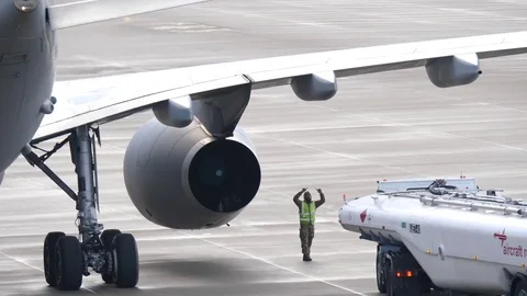 Airplane with man  Stock Footage 84424752