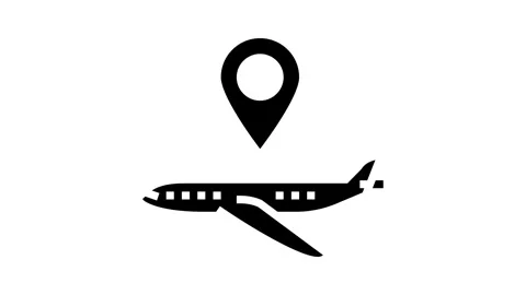 Airplane map location glyph icon animation Stock Footage 326151525