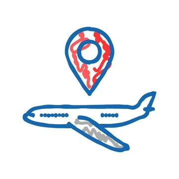 Airplane map location icon doodle illustration 스톡 일러스트