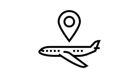 Airplane map location line icon animation Stock Footage 326130958