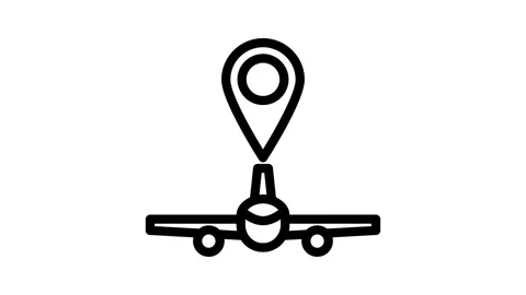 Airplane map location line icon animation Stock Footage 326758825