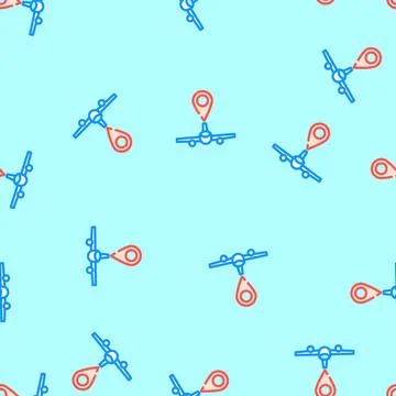 Airplane map location vector seamless pattern Stock Illustration
