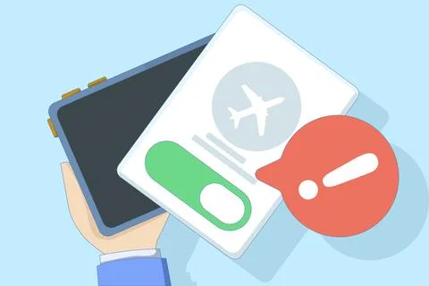 Airplane mode concept, Airplane mode warning on screen, smartphone or tablet. イラスト素材