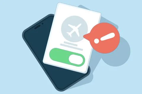 Airplane mode concept, Airplane mode warning on screen, smartphone or tablet. イラスト素材