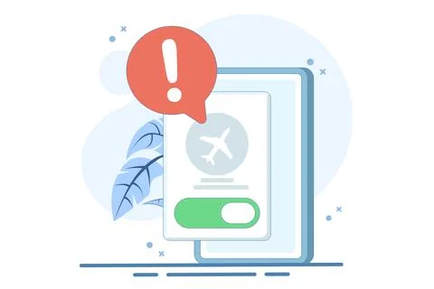 Airplane mode concept, Airplane mode warning on screen, smartphone or tablet. Stock Illustration