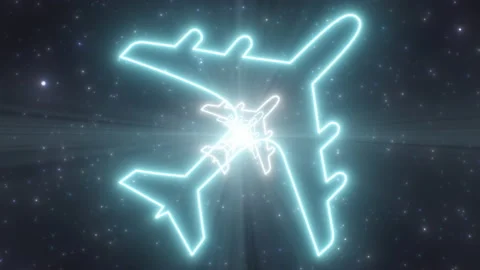 Airplane Mode Icon Wifi Shape Outline Glow Neon Lights Tunnel Portal Stock Footage 173090525