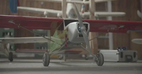 Airplane model in a industry hall Stock Footage 149240251