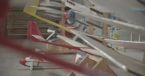 Airplane model in a industry hall Stock Footage 149241023