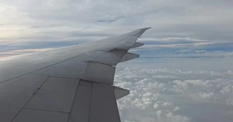 Airplane in motion, view from the wing - 0016.mp4 Stock Footage 341952296