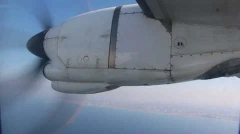Airplane motor during flight Stock Footage 12454507