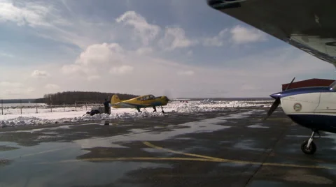 Airplane moving on a runway. Stock Footage