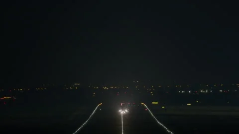 Airplane night takeoff Stock Footage 270064286