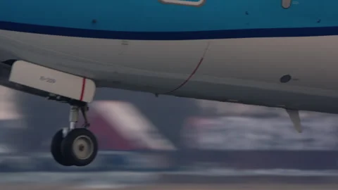 Airplane Nose Gear During Takeoff Stock Footage 346186971