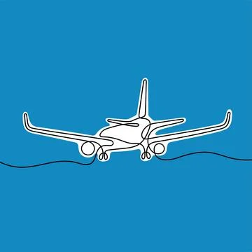 Airplane one line colourful vector illustration Illustrazione stock