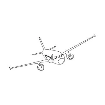 Airplane in one line drawing style. Stock Illustration