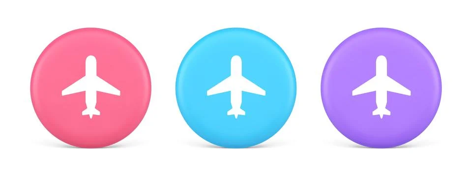 Airplane online check in button digital service passenger registration 3d rea Stock Illustration