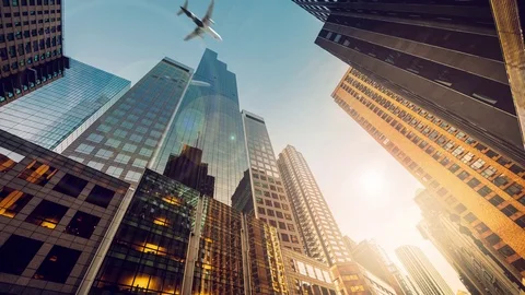 Airplane over city Video stock 84090193