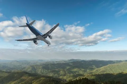 Airplane over the clouds, Foto stock