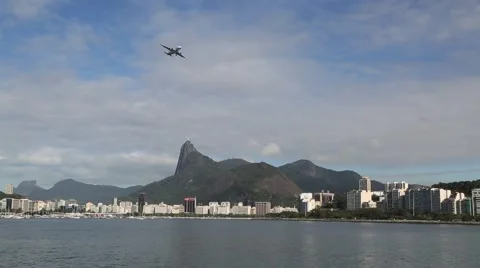 Airplane over the lake Stock Footage 50974838