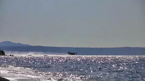 Airplane over sea Stock Footage 8915721