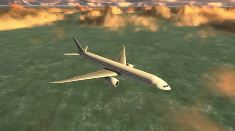 Airplane over the sea Stock Footage 23952984