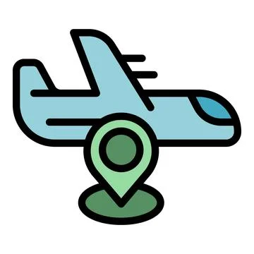 Airplane parcel location icon vector flat Illustrazione stock