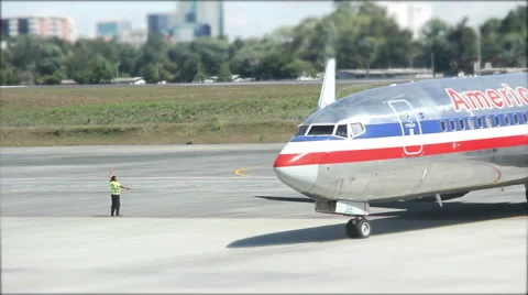 Airplane Parking Stock Footage 46127483