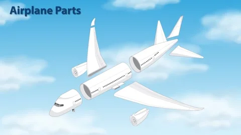 Airplane Parts Exploded View Animation Video stock 297434661