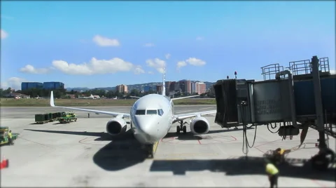 Airplane Passenger Bridge Timelapse Stock Footage 46127571