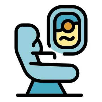 Airplane passenger seat looking out window at tropical beach sunset Stock Illustration