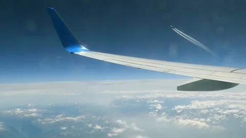 Airplane Passing By Seen From Passengers Perspective Stock Footage 94410971