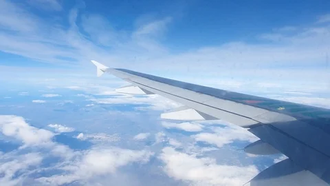 Airplane passing through the Clouds with Turbolence.   Hyperlapse Stock Footage 119726962