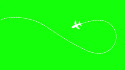 Airplane Path Animation, Looping Airplane Animation for Travel and Infographic Stock Footage 317419081
