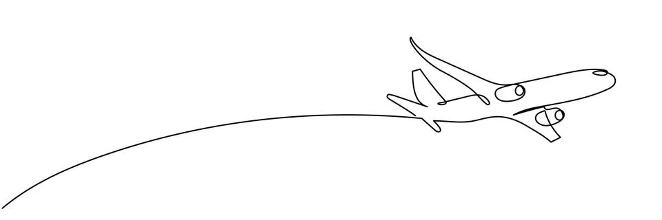 Airplane path in One Continuous line drawing. Business Concept of world tra.. Stock Illustration