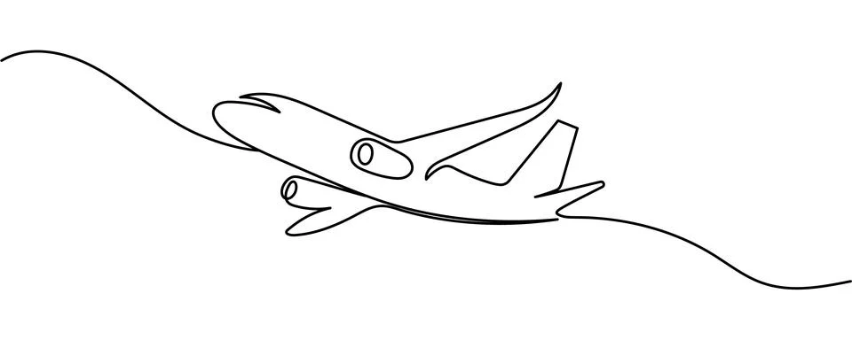 Airplane path in One Continuous line drawing. Business Concept of world tra.. Stock-Illustration