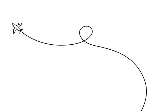 Airplane path in One Continuous line drawing. Business Concept of world tra.. Stock Illustration