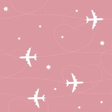 Airplane path seamless pattern Illustrazione stock